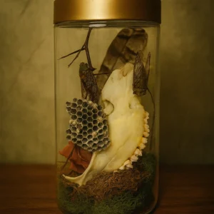 Handmade Glass Terrarium with Skull, Cicadas & Wasp Nest – Retro Hutch