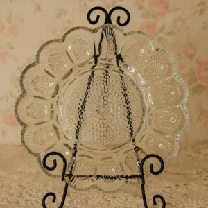 Vintage Indiana Glass Pineapple and Daisy Clear Pressed Glass Plate – 1960s